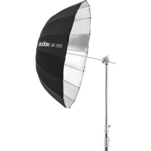 105cm Parabolische Paraplu Zwart & Zilver