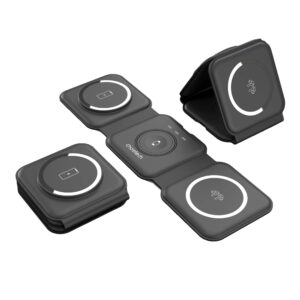 3 in 1 Foldable Magnetic Wireless Charging Station T588 F (Black)