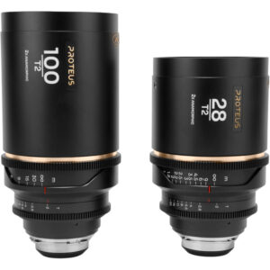 Proteus 2X Anamorphic 2-Lens Bundle Set C (28mm, 100mm) - Amber (Meters) - Arri PL/Canon EF