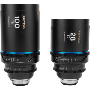 Proteus 2X Anamorphic 2-Lens Bundle Set C (28mm, 100mm) - Blue (Meters) - Arri PL/Canon EF