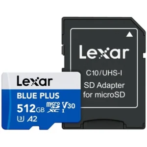 microSDXC Blue Plus UHS-I 512GB V30 Read 170MB/s with SD adapter