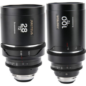 Proteus 2X Anamorphic 2-Lens Bundle Set C (28mm, 100mm) - Silver (Feet) - Arri PL/Canon EF